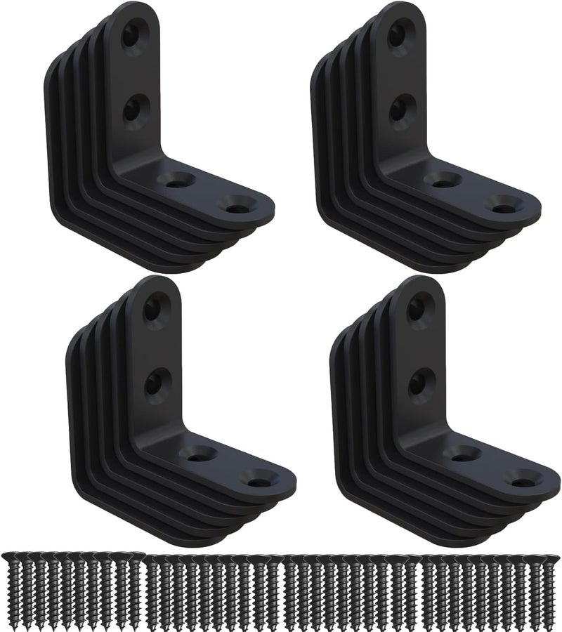 Aufuga Corner Brace, L Bracket, Corner Brackets of Stainless Steel,Small Angle Support for Home Improvement, Metal Iron Braces for Wood (Black_1.6x1.6x0.6inch_20pcs) - Image 1